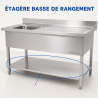 Lavello Inox 1 Vasca 1200x600 mm, Scolapiatti Destro, Alzatina
