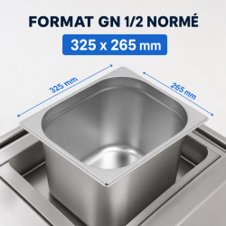 Bac Gastro GN 1/2 Inox Profondità 200 mm 12,5 L