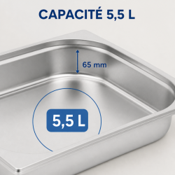 Bac Gastro GN 2/3 Inox 65 mm 5,5 L — Bac Gastronorm Pro