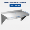 Mensola da Parete Inox 800 x 300 mm con Alzatina