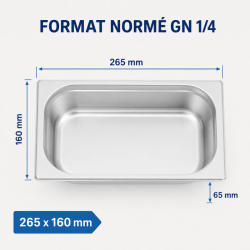 Bac Gastro GN 1/4 Inox — Profondità 65 mm — 1,8 L