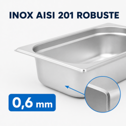 Bac Gastro GN 1/4 Inox — Profondità 65 mm — 1,8 L