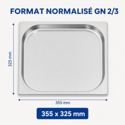 Bac Gastro GN 2/3 Inox — Profondità 20 mm, 1,35 L