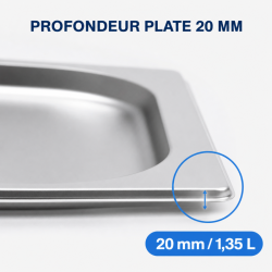 Bac Gastro GN 2/3 Inox — Profondità 20 mm, 1,35 L