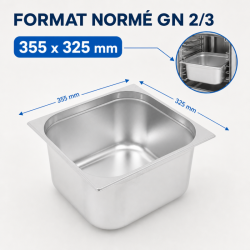 Bac Gastro GN 2/3 Inox 13 L - Profondità 150 mm