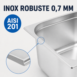 Bac Gastro GN 2/3 Inox 13 L - Profondità 150 mm