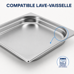 Bac Gastro GN 2/3 Inox — 40 mm, 3 L, Lavastoviglie