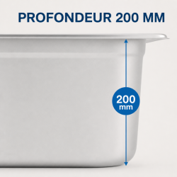 Bac Gastro GN 2/3 Inox 18 L - Profondità 200 mm