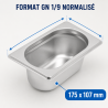 Bac Gastro GN 1/9 Inox - Profondità 65 mm - 0,6 L