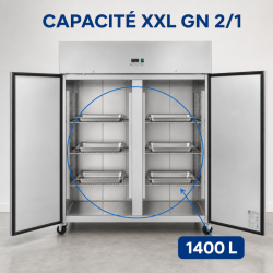 Armoire Réfrigérée Positive 1400 L Inox GN 2/1 – 2 Portes