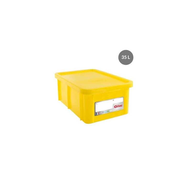Vasca Rettangolare 35 L + Coperchio Giallo HACCP