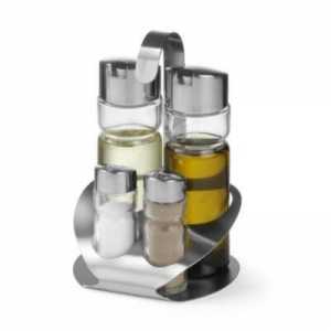 4-Piece Condiment Set - Oil, Vinegar, Pepper, and Salt