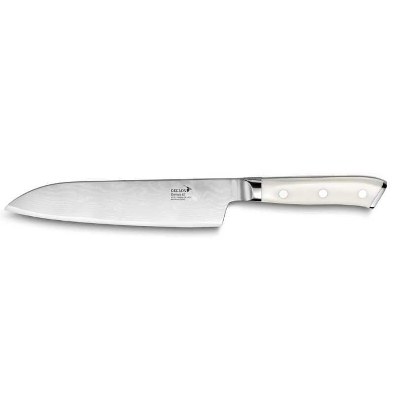 Set di coltelli Santoku Damasco 67 - 18 cm professionale del marchio Déglon