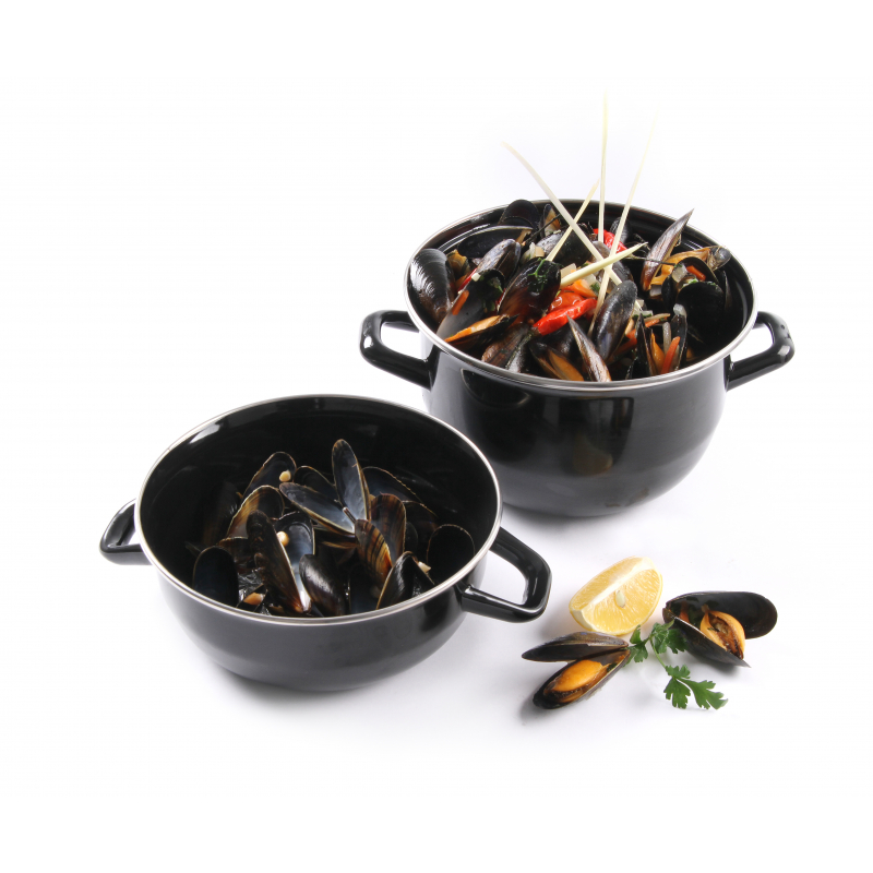 Cocotte per cozze smaltata - con coperchio - Marca HENDI - Fourniresto