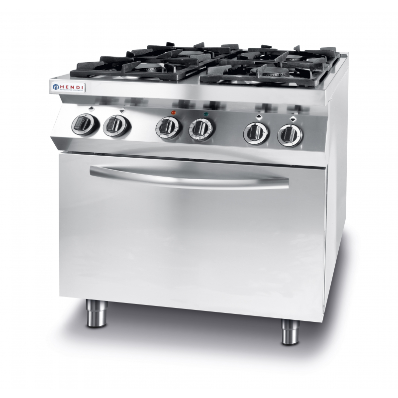 Cucina Kitchen Line - 4 fuochi con forno a convezione elettrico GN 1/1 - Marca HENDI - Fourniresto