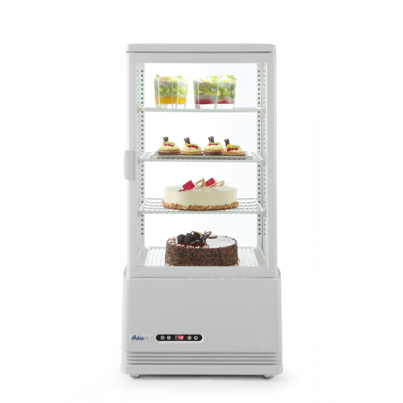 White Refrigerated Display Case with 4 Glass Sides - 78 liters