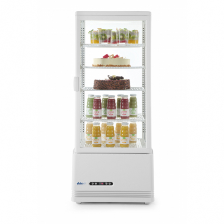 White Refrigerated Display Case with 4 Glass Sides - 98 liters