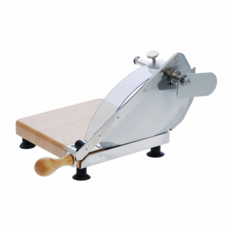 Round Blade Bread Cutter with Stop - Wooden Base - FourniResto