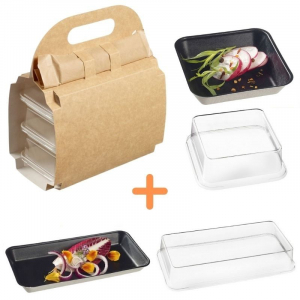 Confezione Valigetta con Piatti Kanopée Neri - 150 Kit