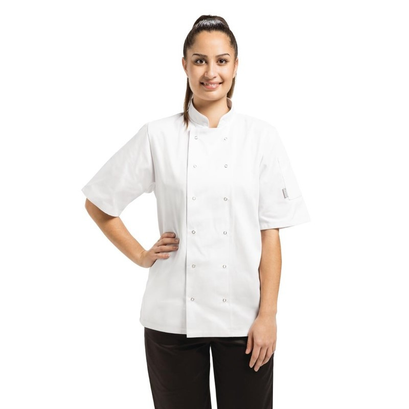 Giacca da cucina unisex bianca a maniche corte Vegas - Taglia M - Whites Chefs Clothing - Fourniresto