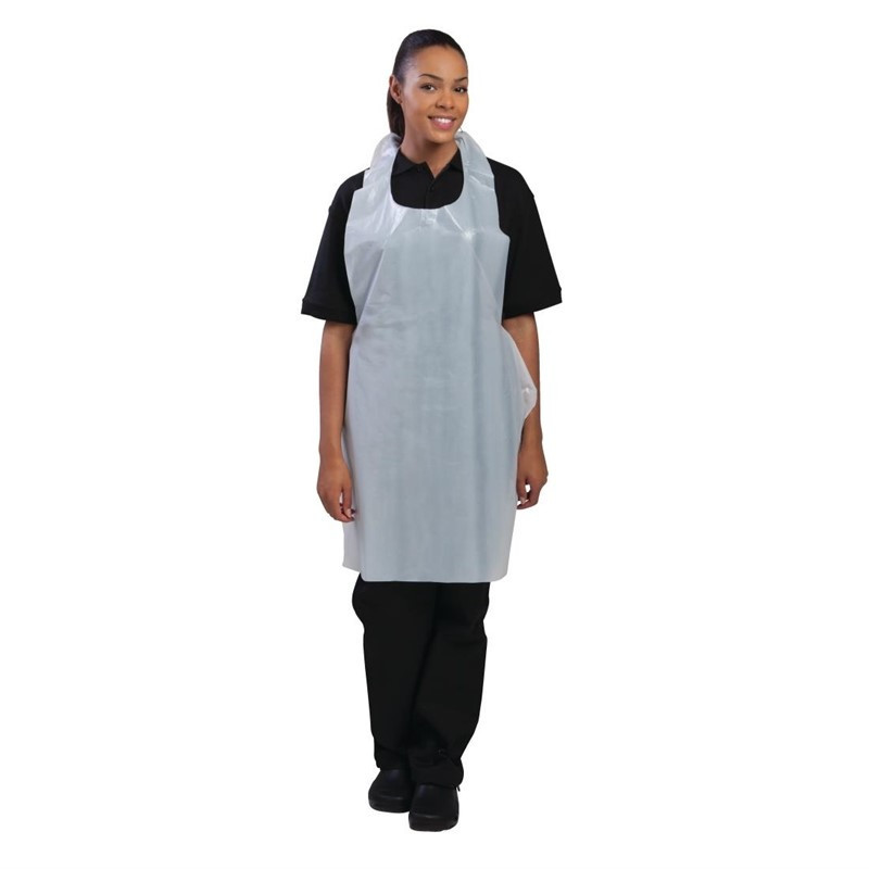 Disposable White Polyethylene Apron - Pack of 100 - FourniResto - Fourniresto