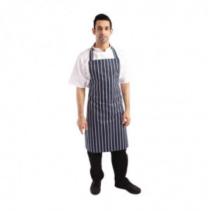 Grembiule Bavaglino Senza Tasca a Righe Blu e Bianco 965 x 710 mm - Abbigliamento da Chef Whites - Fourniresto