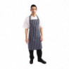 Grembiule Bavaglino Senza Tasca a Righe Blu e Bianco 965 x 710 mm - Abbigliamento da Chef Whites - Fourniresto