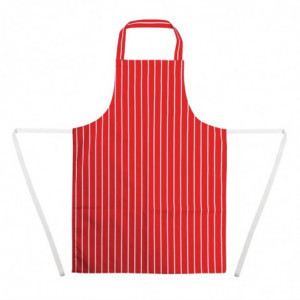 Grembiule Bavaglino a Righe Rosse e Bianche 710 x 970 mm - Abbigliamento da Chef Whites - Fourniresto