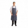 Apron Bib With Pocket Striped Navy And White 965 X 710 Mm - Whites Chefs Clothing - Fourniresto