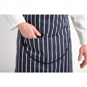 Tablier Bavette Avec Poche Rayé Marine Et Blanc 965 X 710 Mm - Whites Chefs Clothing - Fourniresto