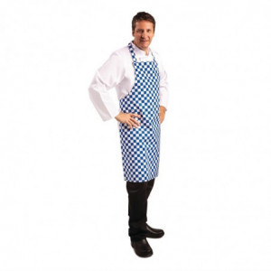 Grembiule Bavaglino A Quadretti Blu E Bianco In Policotone 710 X 970 Mm - Abbigliamento per Chef Whites - Fourniresto