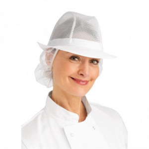 Cappello Trilby Bianco con Rete - Taglia L 590 mm - FourniResto - Fourniresto