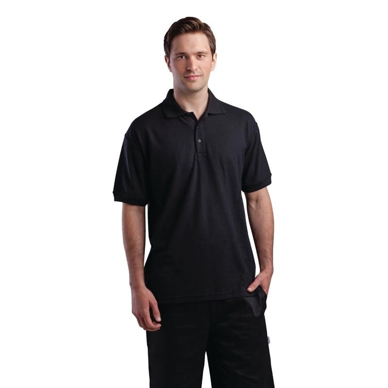 Unisex Black Polo - Size L - FourniResto - Fourniresto