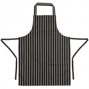 Grembiule da cucina a righe nero e bianco 760 x 970 mm - Abbigliamento da chef bianco - Fourniresto