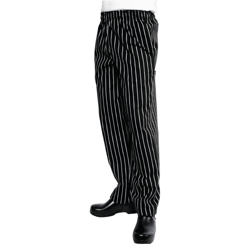 Pantaloni da cucina unisex a righe nere e bianche - Taglia XL - Chef Works - Fourniresto