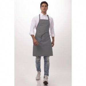 Tablier Bavette Avec Tour De Cou Réglable Et Double Poche Gris 610 X 860 Mm - Chef Works - Fourniresto