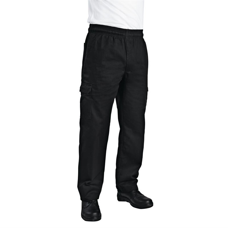 Pantalon de Cuisine Mixte Fit Cargo Noir - Taille L - Chef Works - Fourniresto