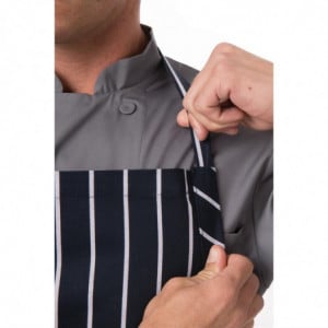 Grembiule Bavaglino Tessuto Premium a Righe Blu Navy e Bianche - Chef Works - Fourniresto