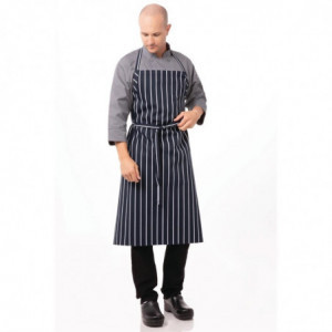 Grembiule Bavaglino Tessuto Premium a Righe Blu Navy e Bianche - Chef Works - Fourniresto