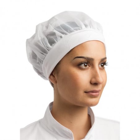 Copricapo confortevole bianco in nylon - Taglia unica - Abbigliamento per chef bianco - Fourniresto