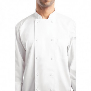 White Unisex Long Sleeve Calgary Kitchen Jacket - Size M - Chef Works - Fourniresto