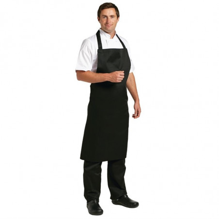 Grembiule Bavaglino Nero in Policotone 900 x 1040 mm - Whites Chefs Clothing - Fourniresto