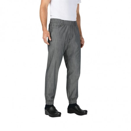 Pantaloni da cucina Jogger a righe sottili nere e bianche - Taglia L - Chef Works - Fourniresto