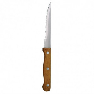 Coltello da carne con manico in legno lama dentata 215 mm - Lotto da 12 - Olympia - Fourniresto