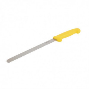 Coltello per tagliare giallo lama dentata 25,5 cm - Hygiplas - Fourniresto