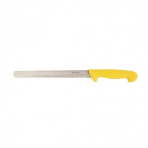 Coltello per tagliare giallo lama dentata 25,5 cm - Hygiplas - Fourniresto