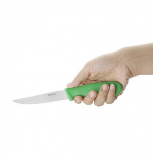 Coltello per verdure con lama dentata verde da 10 cm - Hygiplas - Fourniresto