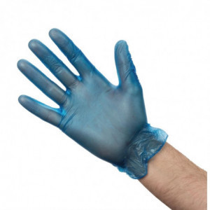 Gants Alimentaires En Vinyle Poudré Bleus Taille L - Lot De 100 - Vogue - Fourniresto