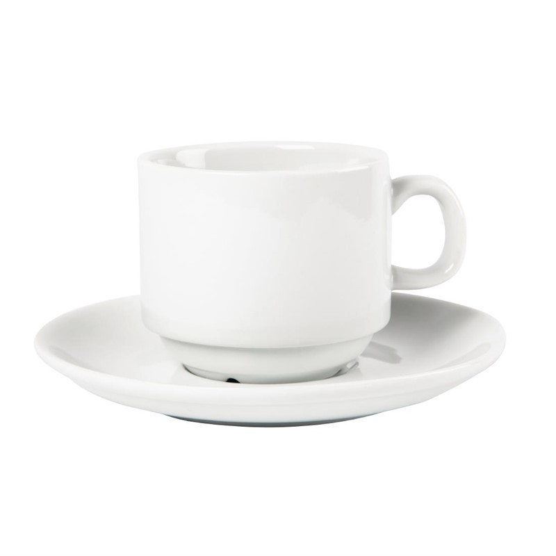 Tazza Impilabile Bianca Whiteware 200 Ml Ø 80 Mm - Lotto Di 12 - Olympia - Fourniresto