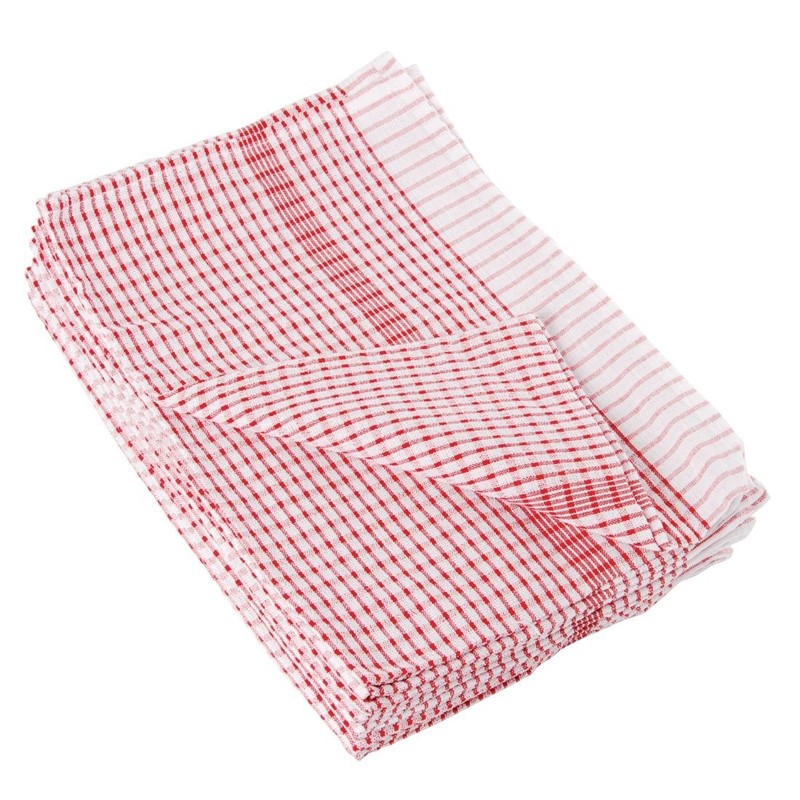 Red Poly Cotton Tea Towel - Pack of 10 - Vogue - Fourniresto